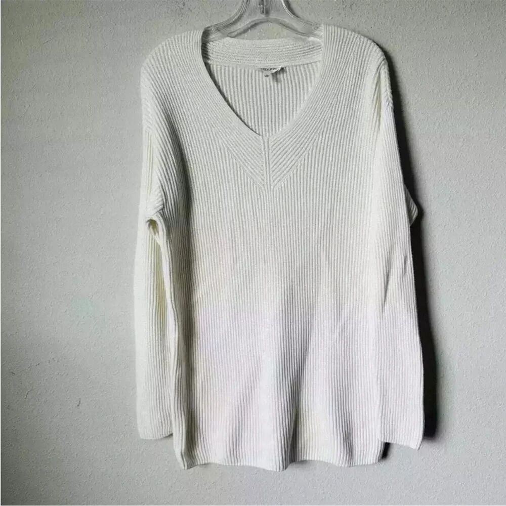 Haven Well Within Cream Ribbed Long Sleeve Sweater Sz small cashmere blend